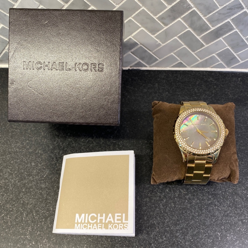 Michael Kors pearl faced gold watch